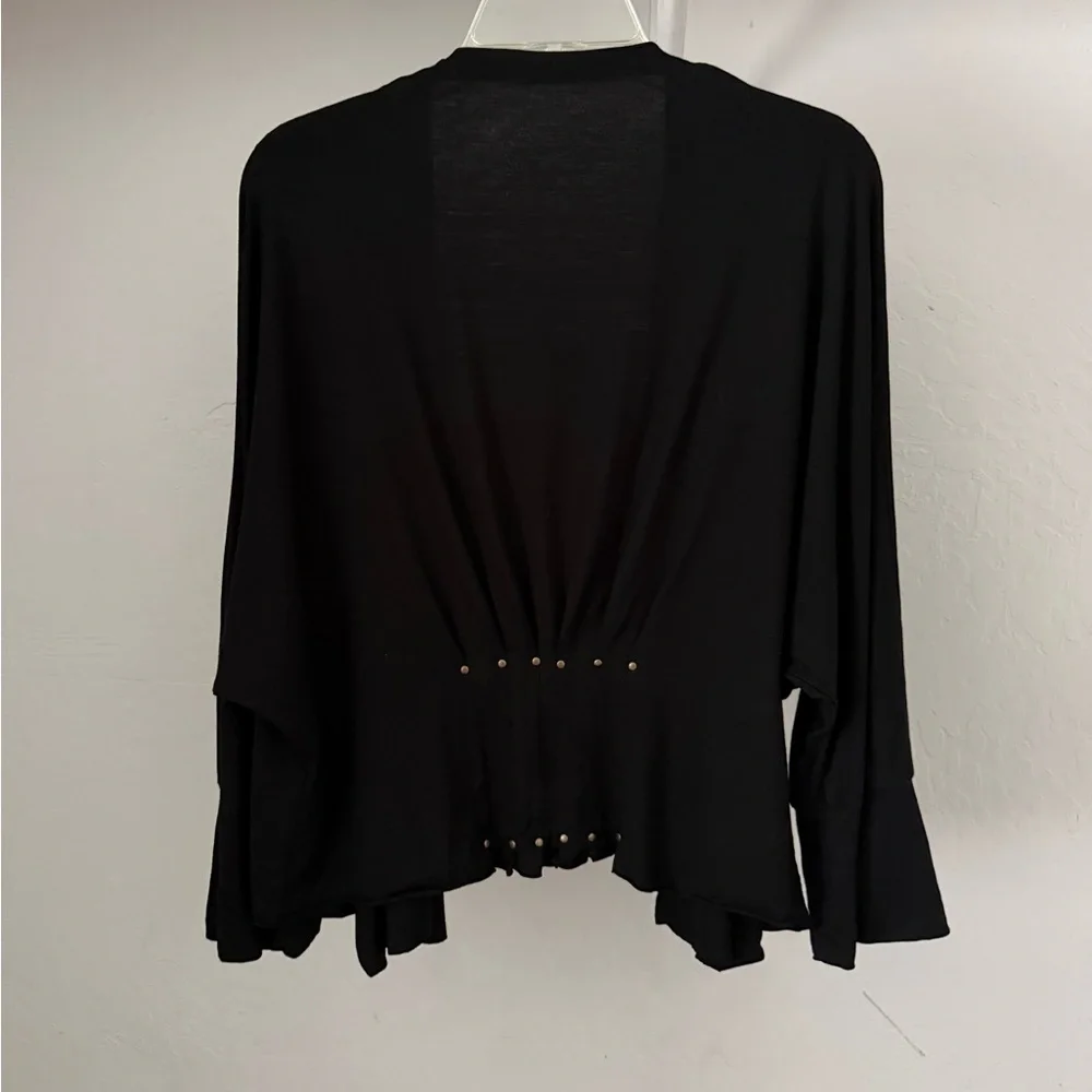 Testimony Los Angeles Black Soft Jersey Cardigan Jacket with Stud Detail - Picture 7 of 9
